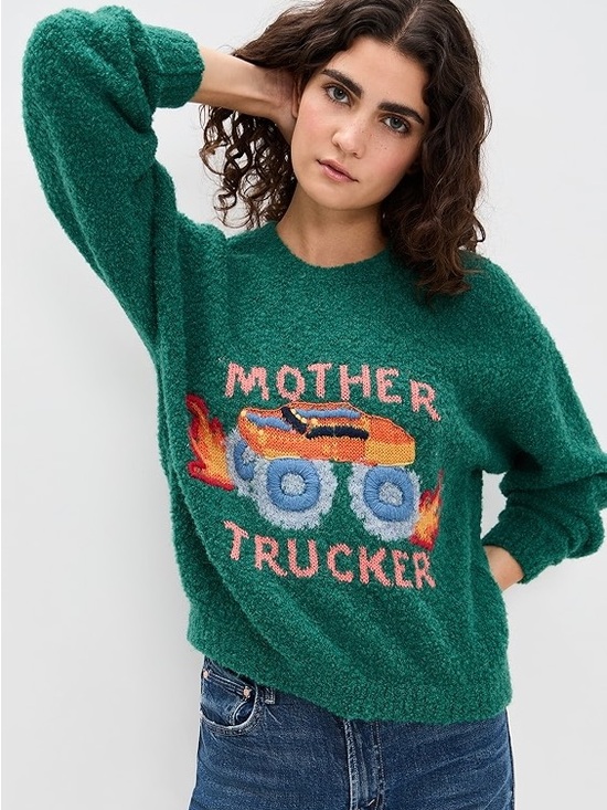 MOTHER Sweaters - MOTHER Green 'Mother Trucker' Alpaca Sweater